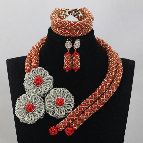 earrings & necklace luxury red african crystal jewelry set nigerian women wedding flower bracelet earring for brides qw531, Silver
earrings & necklace luxury red african crystal jewelry set nigerian women wedding flower bracelet earring for brides qw531, Silver