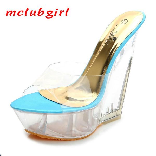 women club party high-heeled sandals slippers transparent crystal shoes waterproof platform 15cm wedge lfd-126, Black
women club party high-heeled sandals slippers transparent crystal shoes waterproof platform 15cm wedge lfd-126, Black