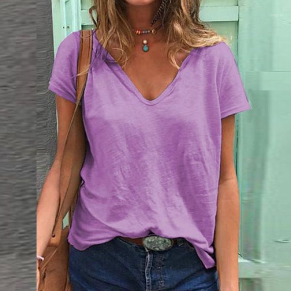 women's t-shirt women t-shirts and summer short sleeve basic shirts solid v-neck casual loose style tee plus size multi color s-5xl, White
women's t-shirt women t-shirts and summer short sleeve basic shirts solid v-neck casual loose style tee plus size multi color s-5xl, White