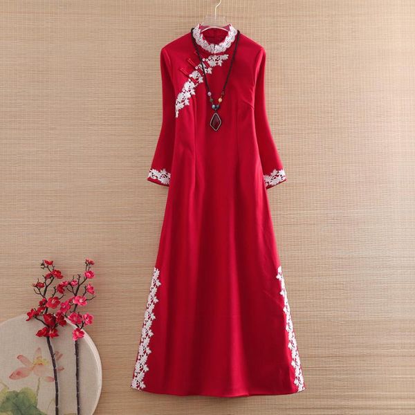 ethnic clothing woolen cheongsam chinese style high-end young elegant spliced lace retro spring and autumn female dress s-xxl, Red
ethnic clothing woolen cheongsam chinese style high-end young elegant spliced lace retro spring and autumn female dress s-xxl, Red