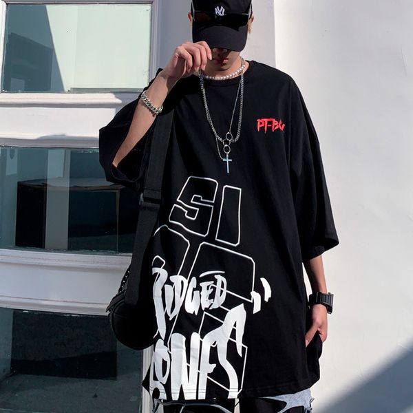 t shirt 2021 summer hip hop fashion brand letter printed men's women's loose short sleeve boys' girls' lovers' wear, White;black
t shirt 2021 summer hip hop fashion brand letter printed men's women's loose short sleeve boys' girls' lovers' wear, White;black