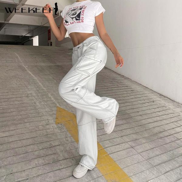 women's jeans weekeep patchwork big pockets baggy for women fashion streetwear denim long cargo pants summer harajuku y2k trousers 2021, Blue
women's jeans weekeep patchwork big pockets baggy for women fashion streetwear denim long cargo pants summer harajuku y2k trousers 2021, Blue