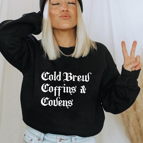 women's hoodies & sweatshirts cold brew coffins covens sweatshirt funny women long sleeve halloween party gift pullovers streetwear, Black
women's hoodies & sweatshirts cold brew coffins covens sweatshirt funny women long sleeve halloween party gift pullovers streetwear, Black