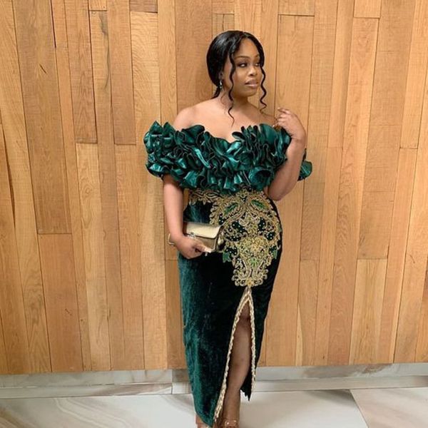 hunter green velour plus size prom dresses 2022 off shoulder ruffles appliques mermaid evening party gowns beads with slit, Black
hunter green velour plus size prom dresses 2022 off shoulder ruffles appliques mermaid evening party gowns beads with slit, Black