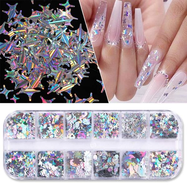 nail art decorations glittering sticker sheet 12 grid laser silver decal butterfly color star for acrylic decoration, Silver;gold
nail art decorations glittering sticker sheet 12 grid laser silver decal butterfly color star for acrylic decoration, Silver;gold