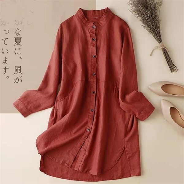 arrival spring/autumn women loose long sleeve stand collar blouse single breasted cotton linen casual shirts w84 210512, White
arrival spring/autumn women loose long sleeve stand collar blouse single breasted cotton linen casual shirts w84 210512, White