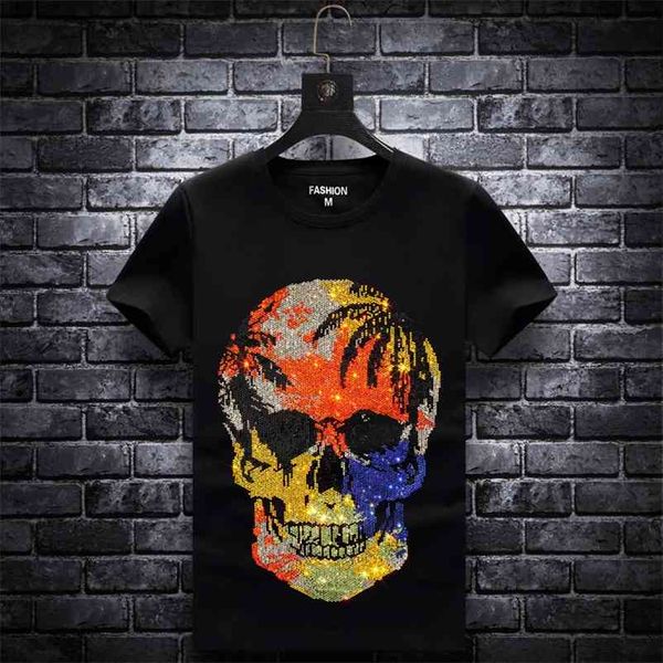 plus size fashion skull rhinestones t shirts men brand short sleeve man streetwear o neck slim tshirts calaveras camiseta 210322, White;black
plus size fashion skull rhinestones t shirts men brand short sleeve man streetwear o neck slim tshirts calaveras camiseta 210322, White;black