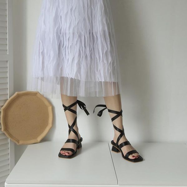 cross-tied double band mixed colors femmes sandales slingback open toe sandalias candy color square high heels sandals women2021, Black 
cross-tied double band mixed colors femmes sandales slingback open toe sandalias candy color square high heels sandals women2021, Black