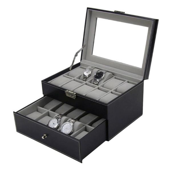 watch boxes & cases 20 grids slots pu leather double layers box jewelry display storage case watches container organizer, Black;blue
watch boxes & cases 20 grids slots pu leather double layers box jewelry display storage case watches container organizer, Black;blue