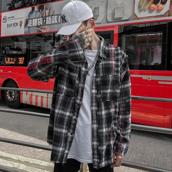 men's casual shirts hip hop street fashion shirt harajuku style ulzzang male trend plaid ins coat cotton mens, White;black
men's casual shirts hip hop street fashion shirt harajuku style ulzzang male trend plaid ins coat cotton mens, White;black