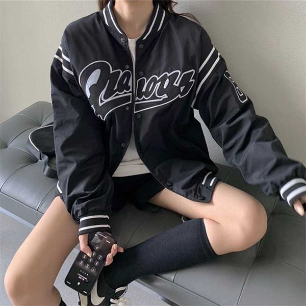 summer embroidery harajuku women jacket baseball long sleeve ladies coat casual loose female black jackets 211014, Black;brown
summer embroidery harajuku women jacket baseball long sleeve ladies coat casual loose female black jackets 211014, Black;brown