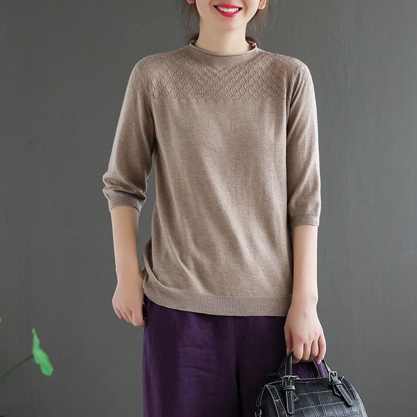 johnature autumn retro o-neck half sleeve hollowed all-match knitwear sweater loose leisure fashion 6 color women 210521, White;black
johnature autumn retro o-neck half sleeve hollowed all-match knitwear sweater loose leisure fashion 6 color women 210521, White;black