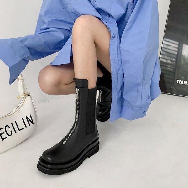 front zipper martin women's 2021 autumn winter chimney chelsea fashion with thick soled british wind boots, Black
front zipper martin women's 2021 autumn winter chimney chelsea fashion with thick soled british wind boots, Black