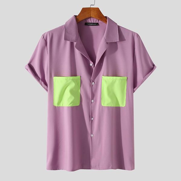 men patchwork shirt 2021 lapel short sleeve streetwear pockets casual camisa personality summer fashion clothes men's shirts, White;black
men patchwork shirt 2021 lapel short sleeve streetwear pockets casual camisa personality summer fashion clothes men's shirts, White;black