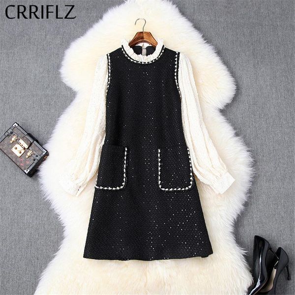 short beading tweed dress women packwork lantern sleeve waveselvedge stand collar slim black white ladies party casual dresses, Black;gray
short beading tweed dress women packwork lantern sleeve waveselvedge stand collar slim black white ladies party casual dresses, Black;gray