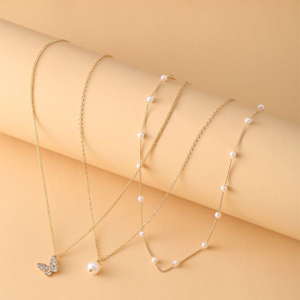 52093 artificial pearl clavicle chain creative simple butterfly pendant necklace multi layer necklace, Silver
52093 artificial pearl clavicle chain creative simple butterfly pendant necklace multi layer necklace, Silver