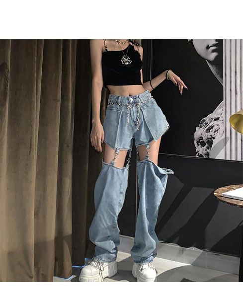 2011high street jeans women splice wide leg trousers hip-hop cotton loose retro chain removable cool girls womens denim pants new, Blue
2011high street jeans women splice wide leg trousers hip-hop cotton loose retro chain removable cool girls womens denim pants new, Blue