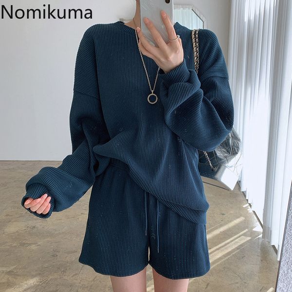 nomikuma solid sweat short sets long sleeve pullover sweatshirt + high waist wide leg shorts korean women 2piece suits 6g210 210427, White
nomikuma solid sweat short sets long sleeve pullover sweatshirt + high waist wide leg shorts korean women 2piece suits 6g210 210427, White