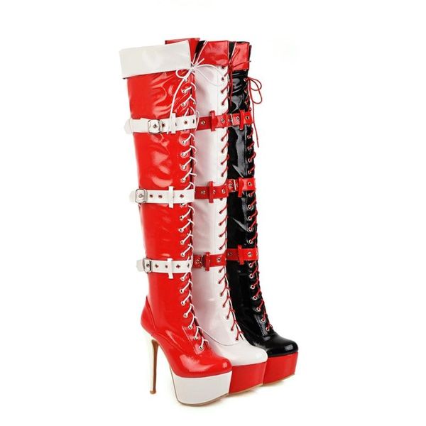 boots oeing womens pointed toe over the knee stilettos high heel match colors belt buckle shoes platform plus big size 46 47 48, Black
boots oeing womens pointed toe over the knee stilettos high heel match colors belt buckle shoes platform plus big size 46 47 48, Black