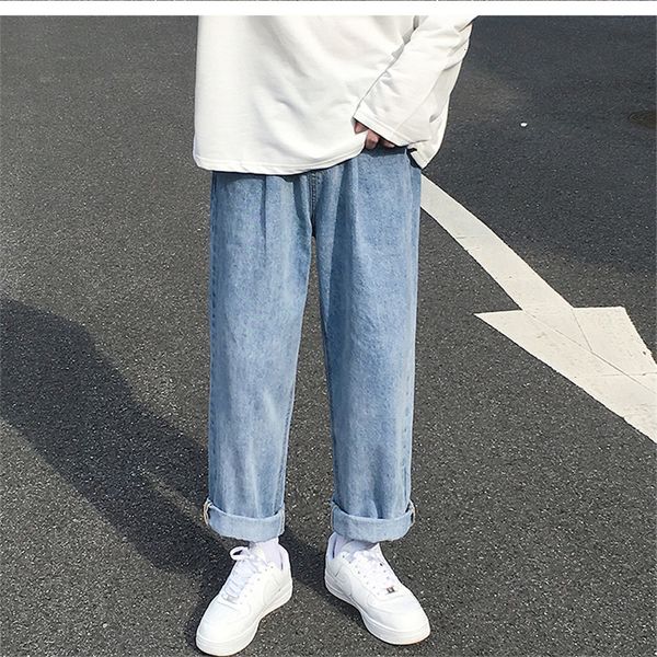 japanese streetwear men's straight-leg harajuku blue korean fashion elastic jeans 2021
japanese streetwear men's straight-leg harajuku blue korean fashion elastic jeans 2021