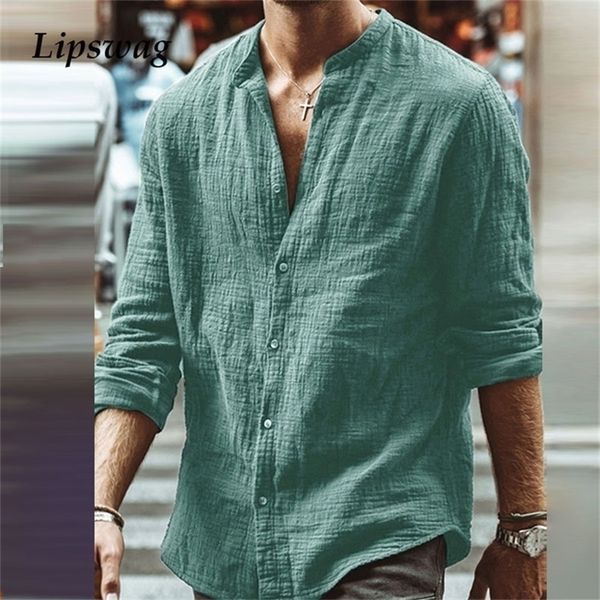 men's solid long sleeve cotton linen shirts autumn casual stand collar buttoned cardigan fashion loose shirt men streetwear 220307, White;black
men's solid long sleeve cotton linen shirts autumn casual stand collar buttoned cardigan fashion loose shirt men streetwear 220307, White;black