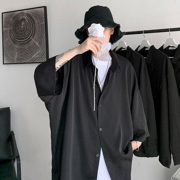 men's casual shirts solid color formal shirt men korean fashion loose business harajuku social all-match short-sleeved, White;black
men's casual shirts solid color formal shirt men korean fashion loose business harajuku social all-match short-sleeved, White;black