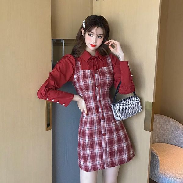 casual dresses fashionable and elegant retro christmas red plaid stitching fake two-piece waist slim long-sleeved dress, Black;gray
casual dresses fashionable and elegant retro christmas red plaid stitching fake two-piece waist slim long-sleeved dress, Black;gray