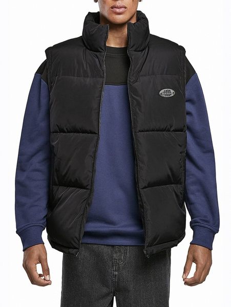 men patch detail puffer vest coat u4fv#, Black;brown
