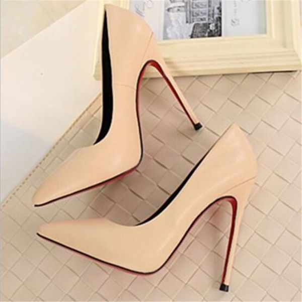 

dress shoes thin heels pointed toe spring and autumn pumps nude color women's are high, Black