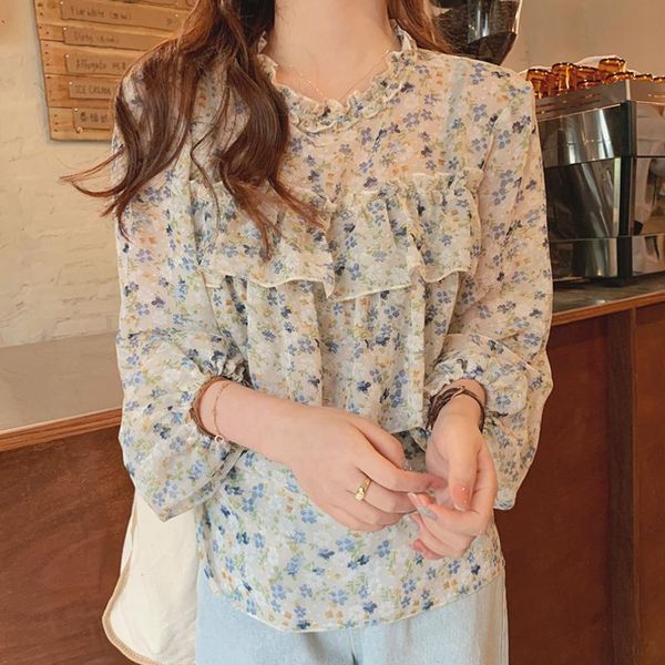 women's blouses & shirts loose casual floral print women chiffon shirt 2021 summer fashion temperament ruffles female blouse korean lei, White
women's blouses & shirts loose casual floral print women chiffon shirt 2021 summer fashion temperament ruffles female blouse korean lei, White