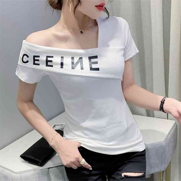 korean style summer the off shoulders t shirt women short sleeve printing slim tshirt woman t shirts large size 210507, White
korean style summer the off shoulders t shirt women short sleeve printing slim tshirt woman t shirts large size 210507, White