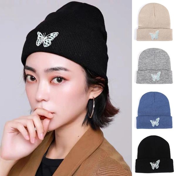 butterfly embroidery women knitted hat fashion autumn winter warm beanies solid color skullcap hats cap, Blue;gray
butterfly embroidery women knitted hat fashion autumn winter warm beanies solid color skullcap hats cap, Blue;gray