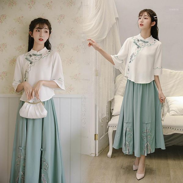 tianluo chinese style han hanfu women's 2021 improved qipao dress suit two piece tea tang summer tracksuits, Gray
tianluo chinese style han hanfu women's 2021 improved qipao dress suit two piece tea tang summer tracksuits, Gray
