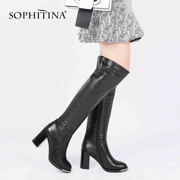 sophitina knee high boots zipper design cow leather round toe square heels shoes short plush winter lady boots ba15 210513, Black
sophitina knee high boots zipper design cow leather round toe square heels shoes short plush winter lady boots ba15 210513, Black