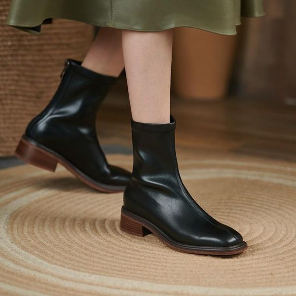 boots handmade women woman chunky heel ankle shoes square toe pu leather middle heels casual solid zipper ladies booties size 40, Black
boots handmade women woman chunky heel ankle shoes square toe pu leather middle heels casual solid zipper ladies booties size 40, Black