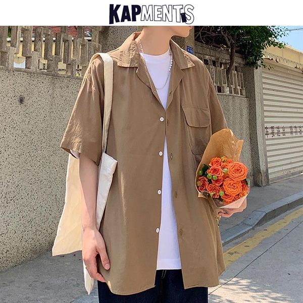 men's casual shirts kapments men solid harajuku vintage 2021 summer mens short sleeve hip hop loose male streetwear button up, White;black
men's casual shirts kapments men solid harajuku vintage 2021 summer mens short sleeve hip hop loose male streetwear button up, White;black