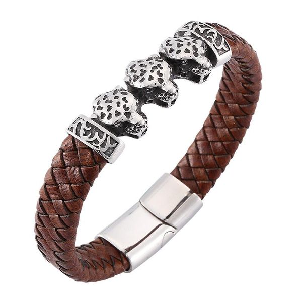 charm bracelets punk men jewelry braided leather bracelet stainless steel magnetic buckle bangles leopard animal male wristband pw791, Golden;silver
charm bracelets punk men jewelry braided leather bracelet stainless steel magnetic buckle bangles leopard animal male wristband pw791, Golden;silver