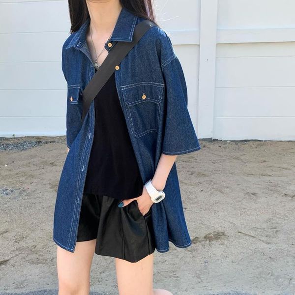 vintage denim blouse women short sleeve shirts mujer street loose summer 2021 plus size casual blusa feminina retro women's blouses, White
vintage denim blouse women short sleeve shirts mujer street loose summer 2021 plus size casual blusa feminina retro women's blouses, White