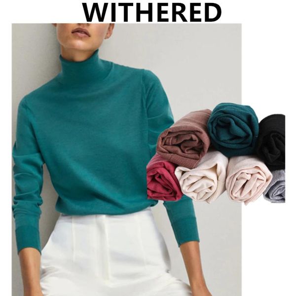 women's sweaters withered winter women pull femme england style fashion simple solid turtleneck knit wool pullovers, White;black
women's sweaters withered winter women pull femme england style fashion simple solid turtleneck knit wool pullovers, White;black