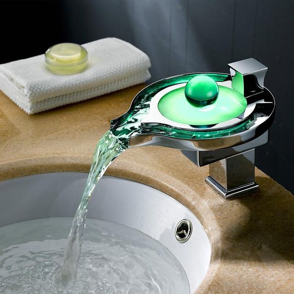 bathroom sink faucets led glowing pearl waterfall basin faucet.single handle chrome water light deck mounted mixer tap for bathroom. 
bathroom sink faucets led glowing pearl waterfall basin faucet.single handle chrome water light deck mounted mixer tap for bathroom.