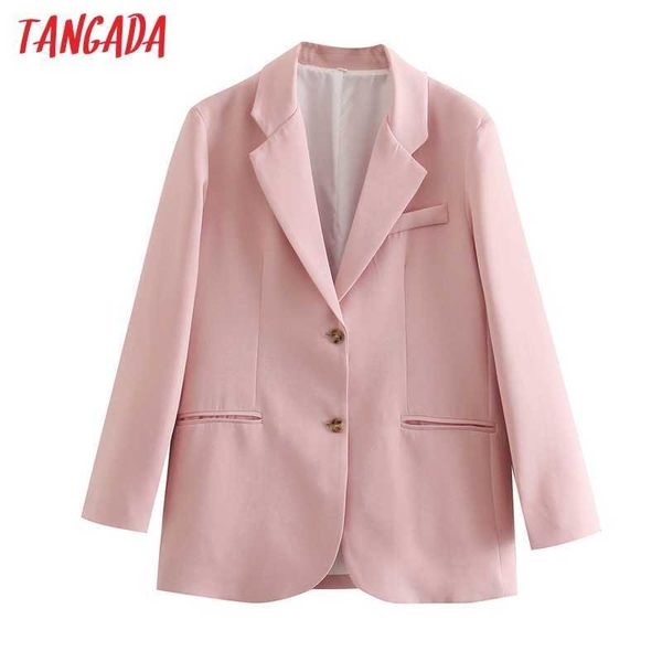 tangada women solid pink blazer coat vintage notched collar pocket fashion female casual chic qj135 210609, White;black
tangada women solid pink blazer coat vintage notched collar pocket fashion female casual chic qj135 210609, White;black