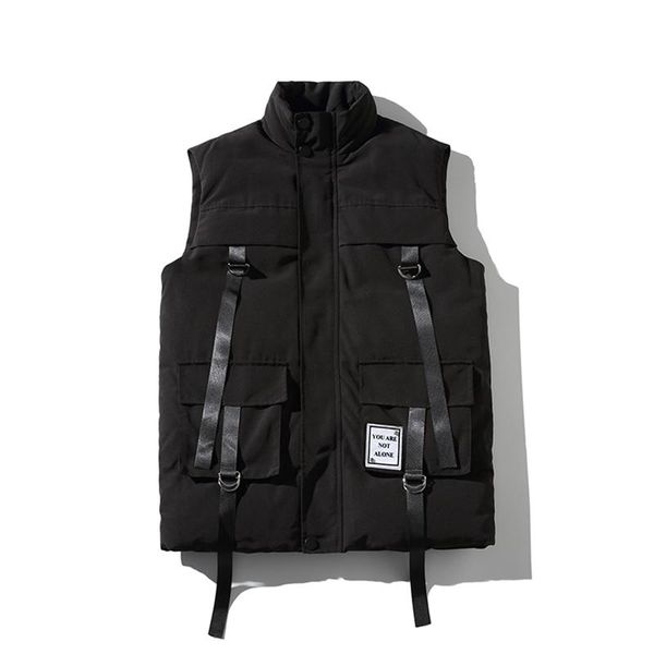 men's vests 2021 men winter vest casual waistcoat sleeveless jackets hip hop streetwear ribbons outwear drop, Black;white
men's vests 2021 men winter vest casual waistcoat sleeveless jackets hip hop streetwear ribbons outwear drop, Black;white