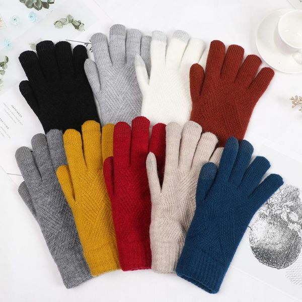 five fingers gloves 2021 female winter warm knitted full finger touch screen mittens woolen thick women cycling driving, Blue;gray
five fingers gloves 2021 female winter warm knitted full finger touch screen mittens woolen thick women cycling driving, Blue;gray
