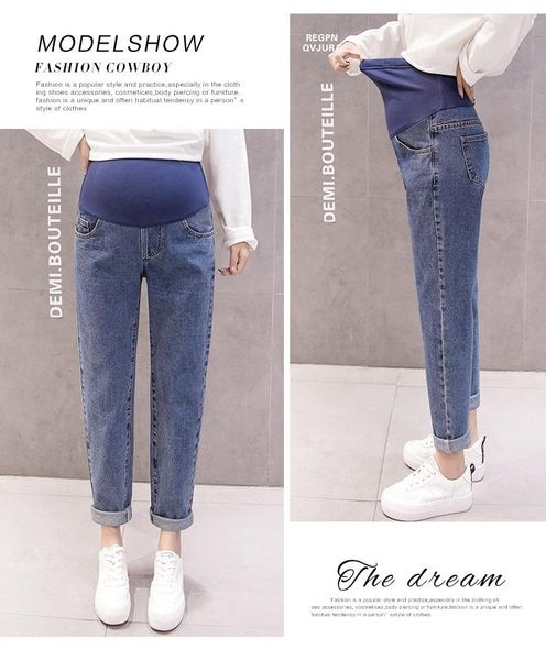 pregnant women's jeans spring and autumn stomach lift pants loose maternity straight high waist bottoms, White
pregnant women's jeans spring and autumn stomach lift pants loose maternity straight high waist bottoms, White