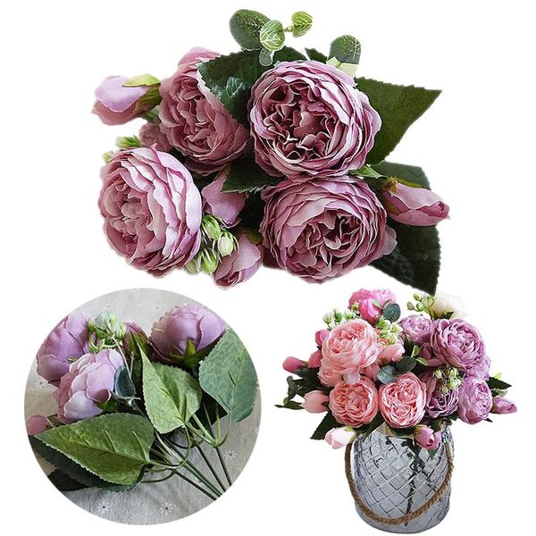 decorative flowers & wreaths five-headed artificial silk rose flower bouquet 30cm 5 big heads 4 small bud for family party wedding decor fak
decorative flowers & wreaths five-headed artificial silk rose flower bouquet 30cm 5 big heads 4 small bud for family party wedding decor fak