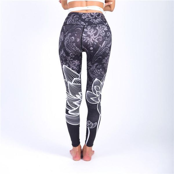 women's leggings 3d digital print women lotus flower trousers fitness legging elastic high waist workout activewear, Black
women's leggings 3d digital print women lotus flower trousers fitness legging elastic high waist workout activewear, Black