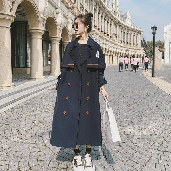women's trench coats coat female contrast color windbreaker long spring autumn casual loose temperament navy jacket, Tan;black
women's trench coats coat female contrast color windbreaker long spring autumn casual loose temperament navy jacket, Tan;black