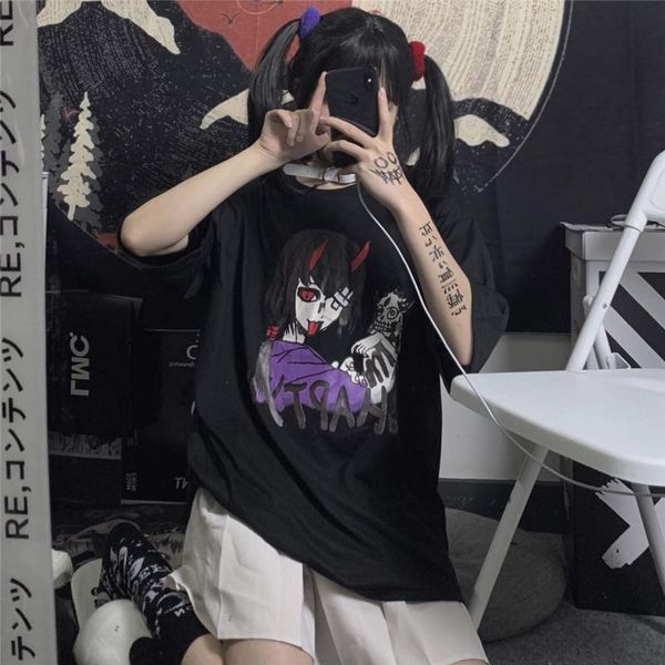women's t-shirt 2021 harajuku style cartoon cute hell devil letters print short sleeve y2k women clothing summer o-neck girls tee, White
women's t-shirt 2021 harajuku style cartoon cute hell devil letters print short sleeve y2k women clothing summer o-neck girls tee, White