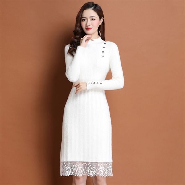 imitation mink fleece spring and autumn long-sleeved long thick lace button bottoming dress 210427, White;black
imitation mink fleece spring and autumn long-sleeved long thick lace button bottoming dress 210427, White;black