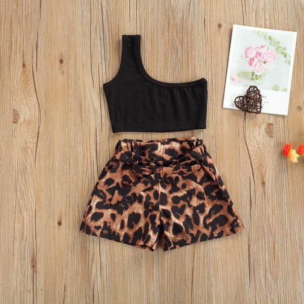summer 2021 fashion kids baby girls 2-piece outfit set one shoulder crop +leopard shorts for children clothing sets, White
summer 2021 fashion kids baby girls 2-piece outfit set one shoulder crop +leopard shorts for children clothing sets, White